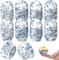 800 Pcs Blue and White Flower Cupcake Liners Flower Cupcake Wrappers Grease Proof Blue Muffin Liners Disposable Cupcake Papers Baking Cups for Baking Weddings Party (1.38 x 0.79 inch)